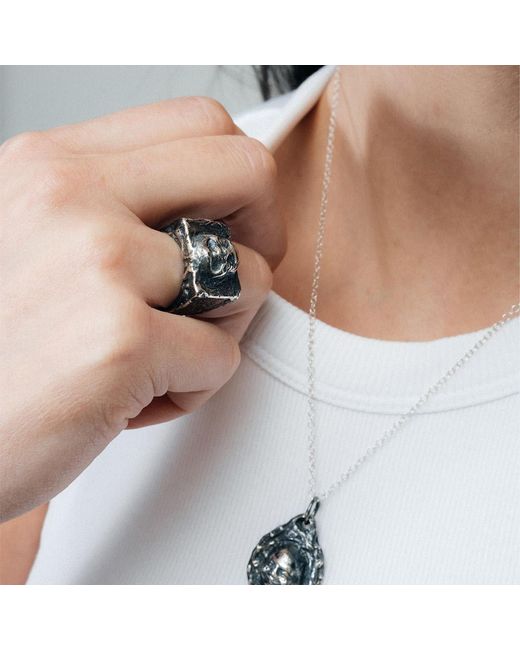 Moca Jewellery Gray Buddha Signet Ring