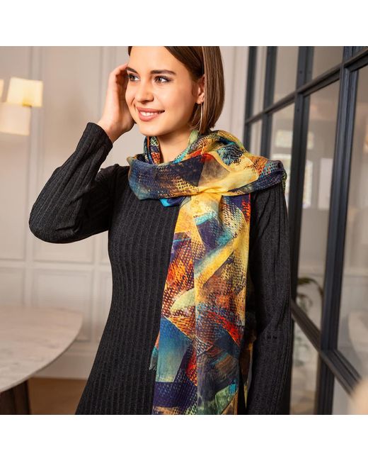 Alie Street London Green Mariselle Silk Wool Scarf Azure Muse