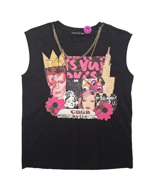 Circular Path Black X Love Tara Sleeveless Necklace T-Shirt