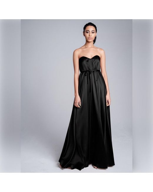 Imaatu Black Quiet Pure Silk Gala Evening Gown Pockets Sculpting Internal Corset Carpet Maxi Dress