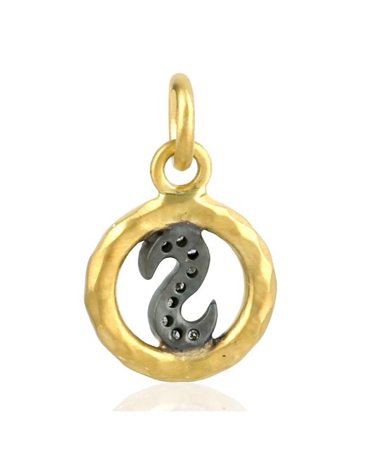 Artisan Metallic 18k Yellow Gold & 925 Silver With Pave Diamond Initial "s" Letter Pendant