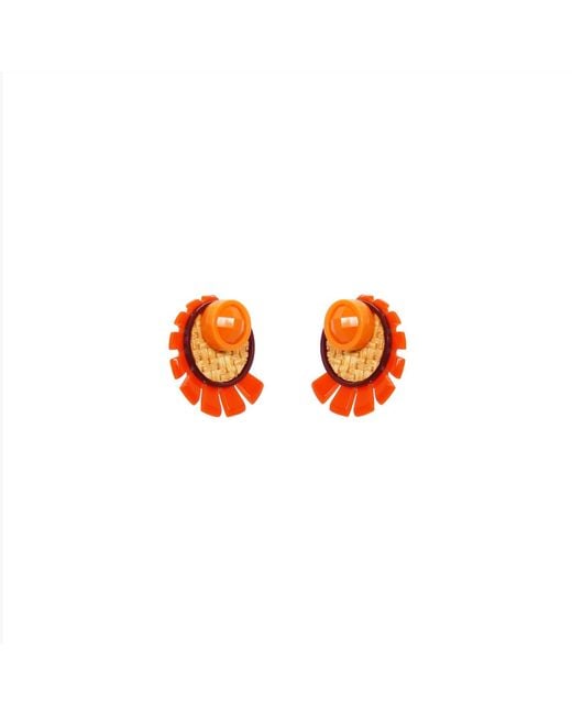 Gissa Bicalho Orange Acrylic Handmade Earring Sun Light