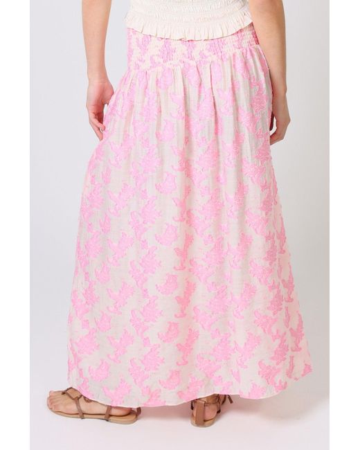 Traffic People Pink Wisdom & Pearls And Floral Embroidered Aurora Maxi Skirt