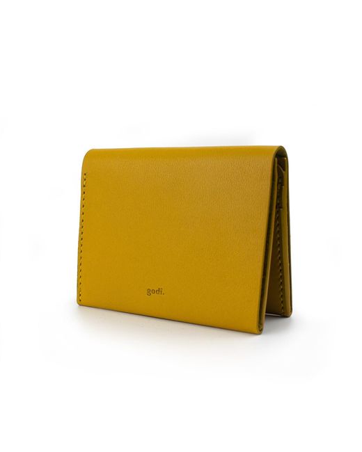 godi. Yellow Handmade Bifold Leather Wallet