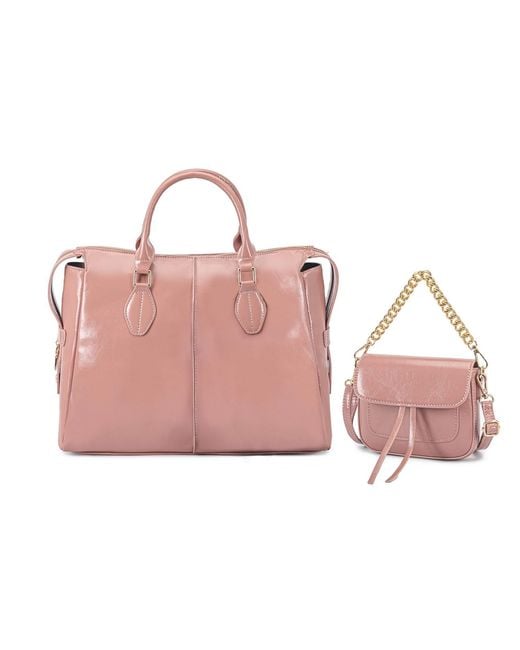 Mkf Collection - J'omor Pink Yareli Tote Bag With Mini Bag- Two-Piece Set