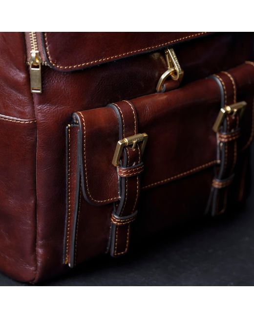 Time Resistance Brown Large Leather Backpack for men