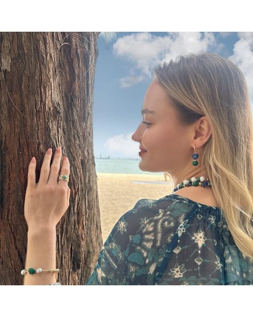 Farra Blue Heart-Shaped Lapis With Round Malachite Earrings