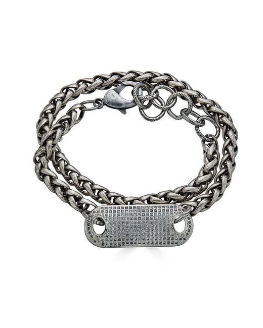 Loni Paul Jewelry Metallic Matte Double Wrap Bracelet With Pave Connector