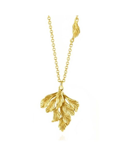 Unaloe Metallic Leaf Pendant Necklace For – Vermeil Statement Floral Jewelry