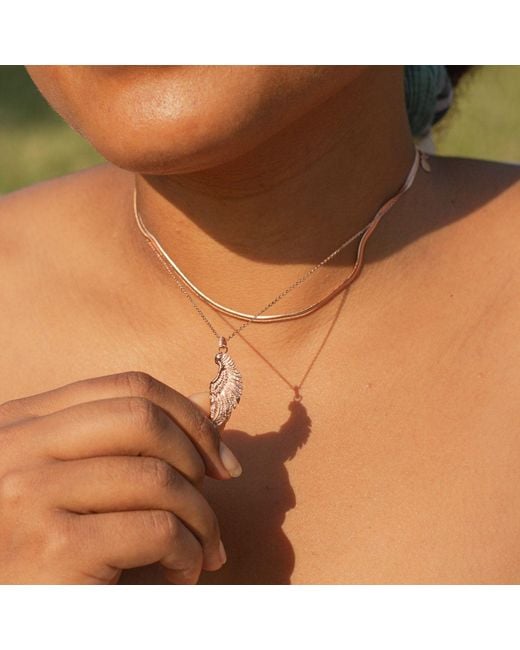 Seven Saints Metallic Angel Wing Necklace, Rhodium Over Sterling