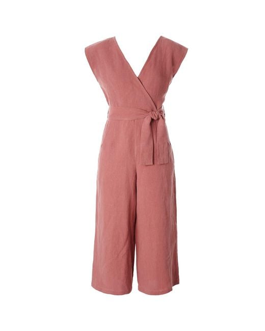 Italia A Collection Pink Sienna Linen Zero Waste Jumpsuit