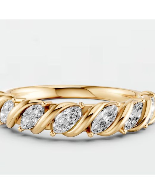 Aya Fine Jewelry Metallic Marquise Lab-Grown Diamond Twisted Rope Band Ring