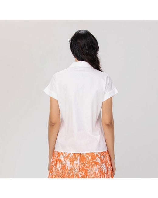 Smart and Joy White Minimalist Short Sleeves Cotton Shirt