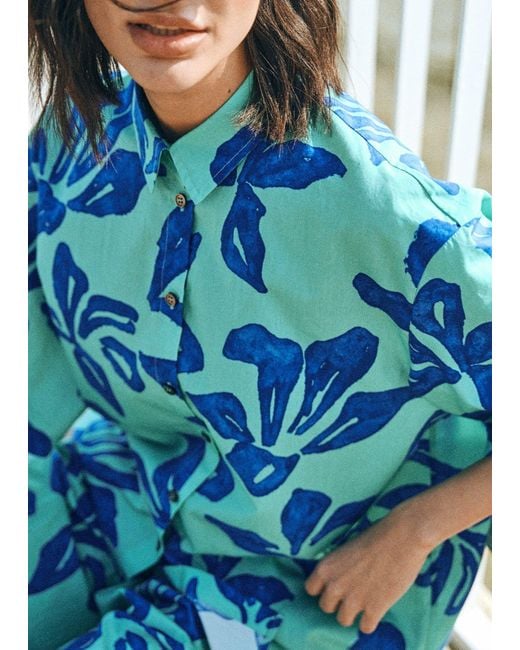 Lost Pattern Blue Tropical Bliss Oversized Shirt