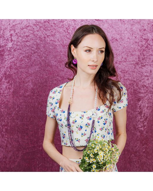 Farra White Amethyst With Freshwater Pearls Multi-Layers Necklace