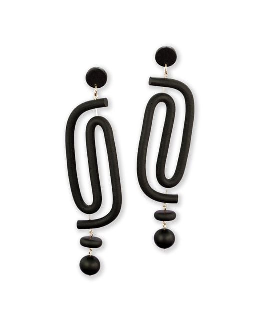 By Chavelli Black Labyrinth Dangly Statement Earrings