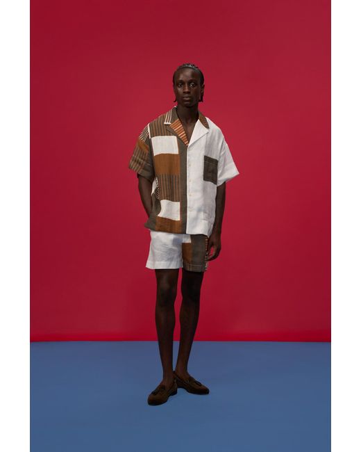 Studio Afuera Brown Lima Clay Linen Printed Shirt