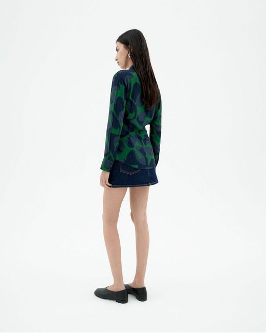 Thinking Mu Green Leaf Ecovero Katha Blouse