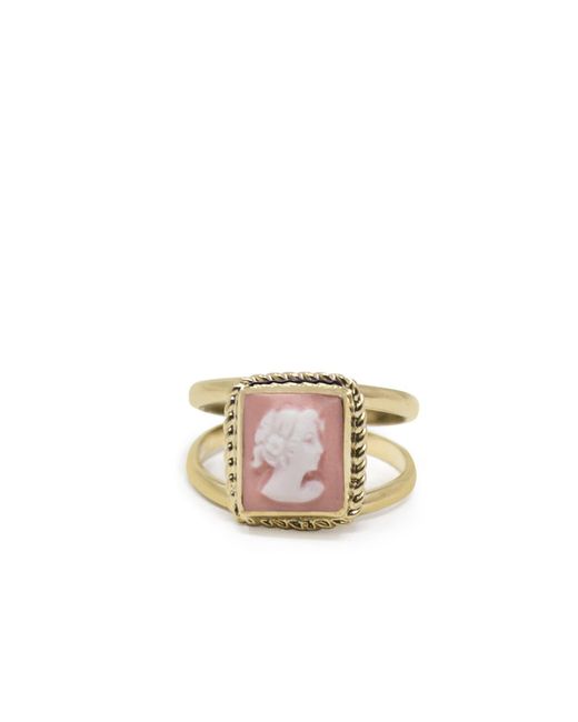 Vintouch Italy Metallic The Beloved Gold-plated Pink Cameo Ring