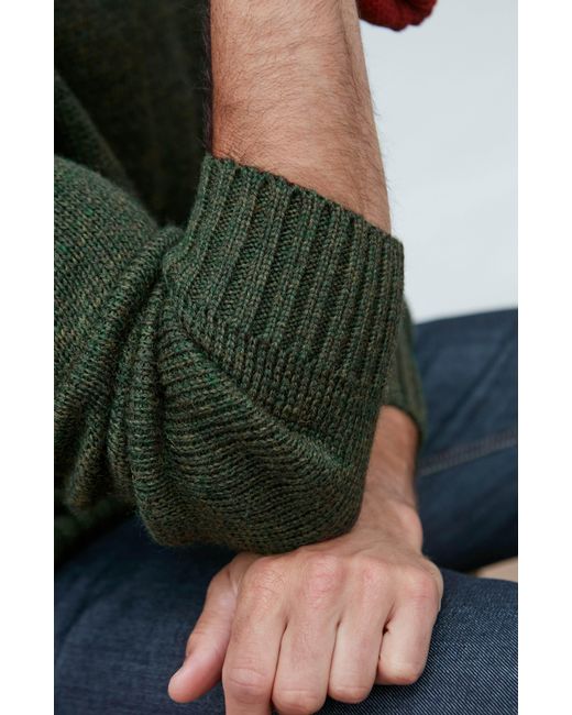 Paul James Knitwear Green The Fitted Submariner Lloyd Roll Neck Merino Wool Jumper for men