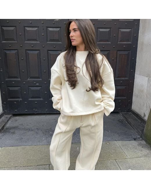 Loom Archives Natural Neutrals Loom Ruched Sleeve Detail Sweat Shirt