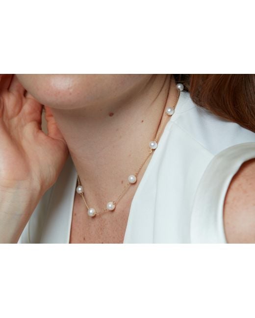 Pearls of the Orient Online Metallic Gratia Plated Chain Necklace With Cultured Freshwater Pearls
