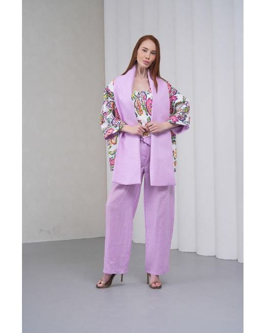Lumina Eligma Purple The Duality Linen Reversible Jacket