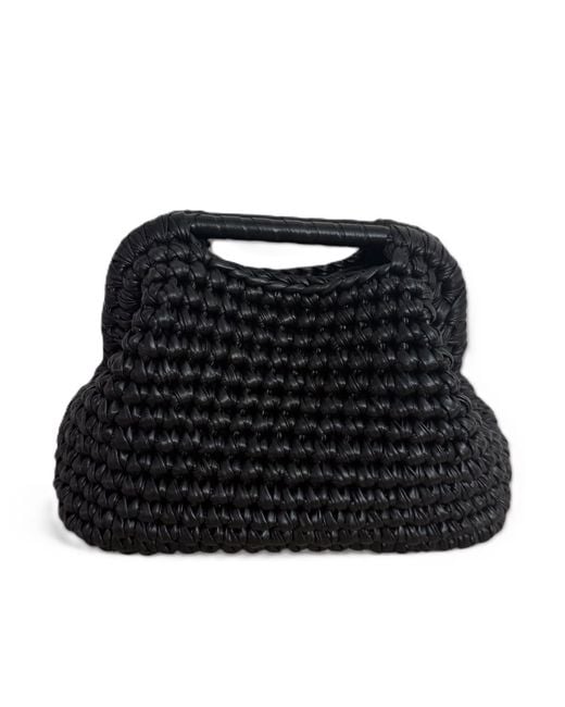 Springmoonatelier Black Metallic Handwoven Sleek Bag