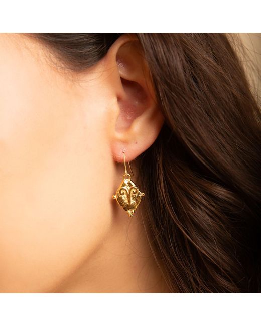 Seven Saints Metallic Aries Vintage-Style Dangle Earrings, Plated