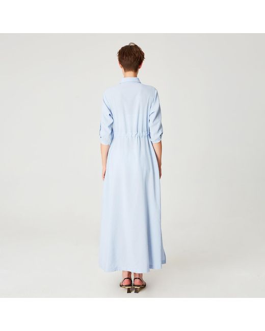 Smart and Joy Blue Long Minimalist Shirt Dress