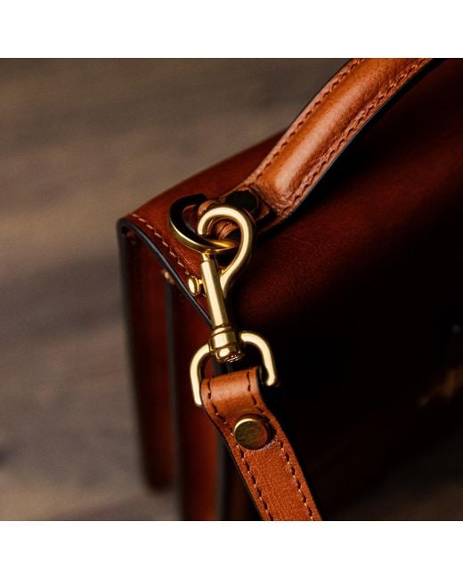Time Resistance Brown Small Leather Briefcase For