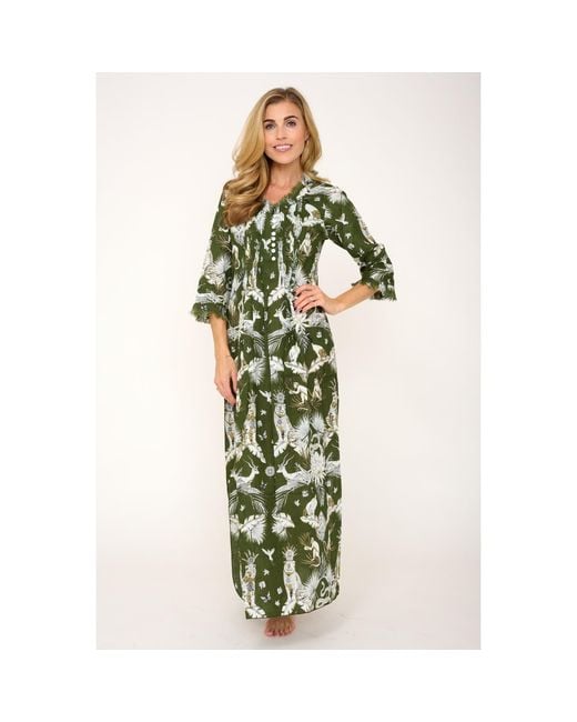 At Last Green Cotton Annabel Maxi Dress