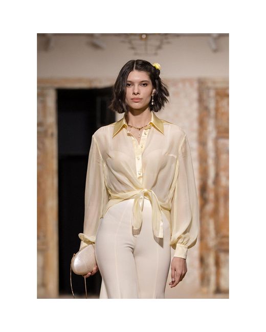 Jnsq (Je Ne Sais Quoi) Natural Chloe Semi-Sheer Silk Shirt