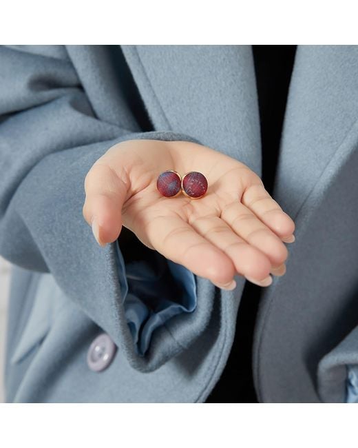 Soft Strokes Silk Purple Pure Silk Brocade Earrings