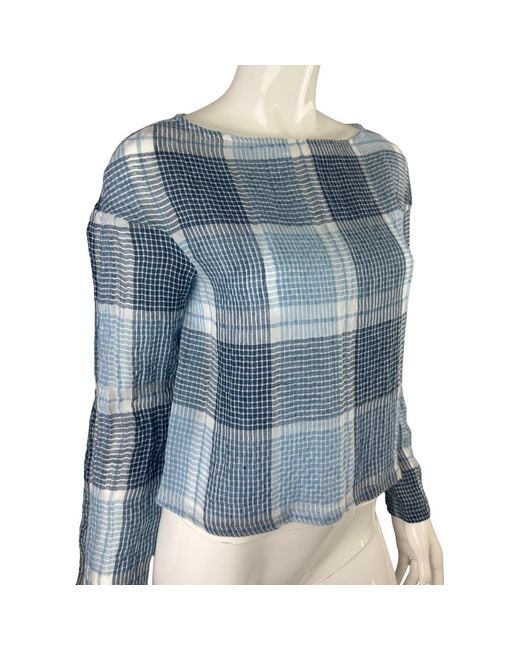 SNIDER Blue Plaid Drawstring Top