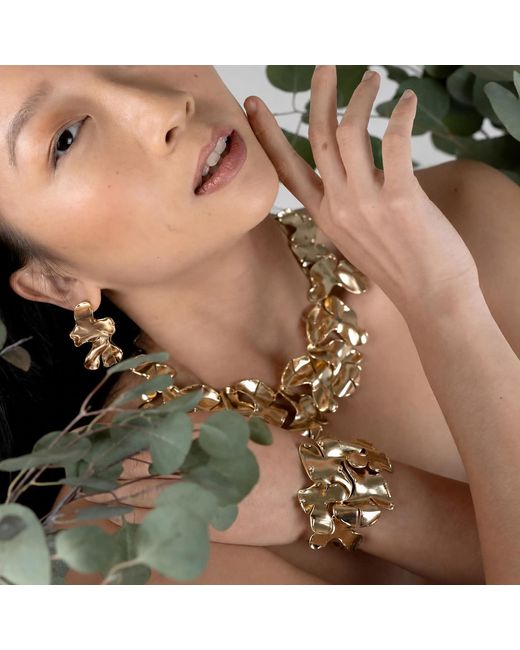 Rare Matters Jewelry Metallic Organic Foliage Statement Jewelry Set