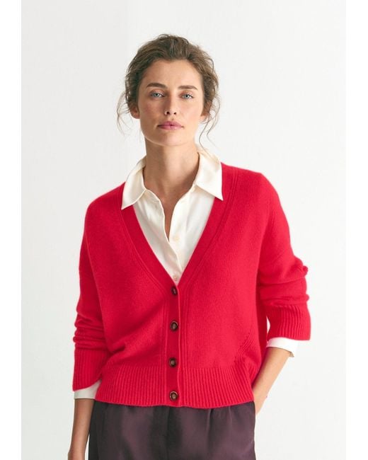 Loop Cashmere Red Lofty Cashmere Cardigan In Rouge