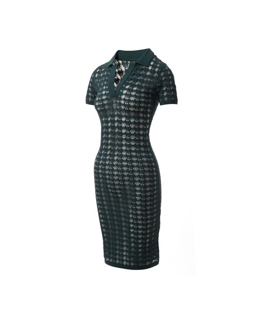 Fully Fashioning Green Kendall Crochet Knit Mini Dress