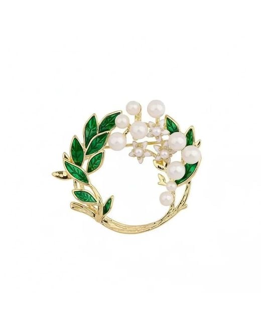 Angel Barocco Green Pearl Jasmine Brooch