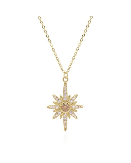 Luna Charles Metallic Heidi North Star Birthstone Necklace Plated April