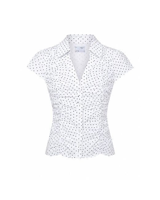 Ats the Label White Marielle Polkadot Ruched Blouse