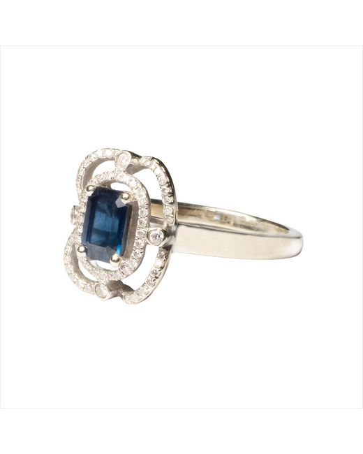 Simon Kemp Jewellers Metallic Fourteen Carat Sold Sapphire And Diamonds Art Deco Ring