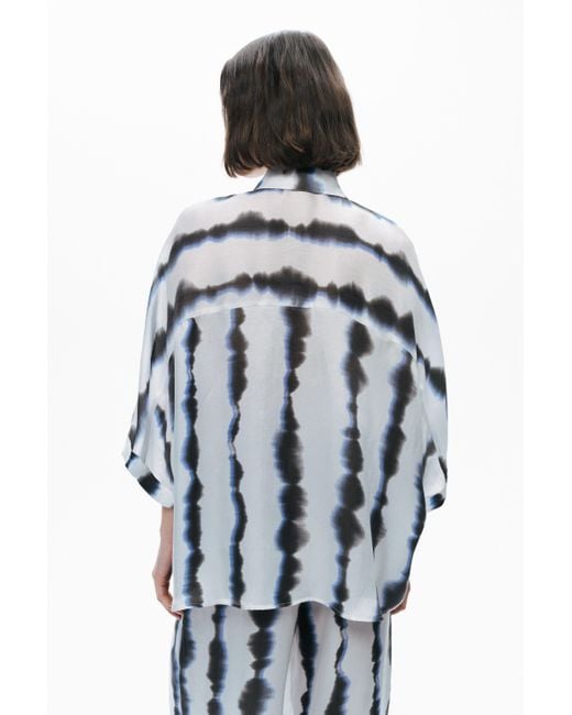 Nocturne Blue Flowy Tie-Dye Patterned Shirt