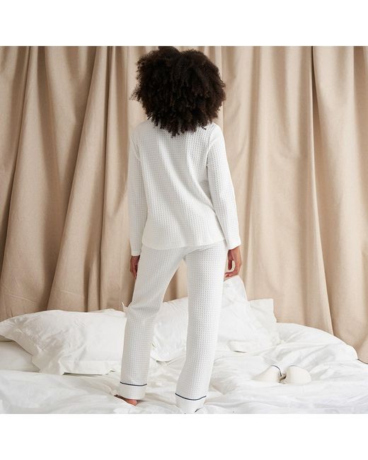 Pretty You London White Luxury Suite Waffle Pyjama Set