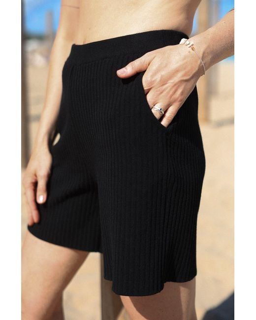 SALANIDA Black Terra Ribbed Shorts