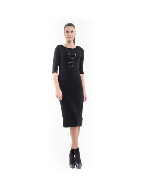 Conquista Black Sequin Detail Stretch Dress