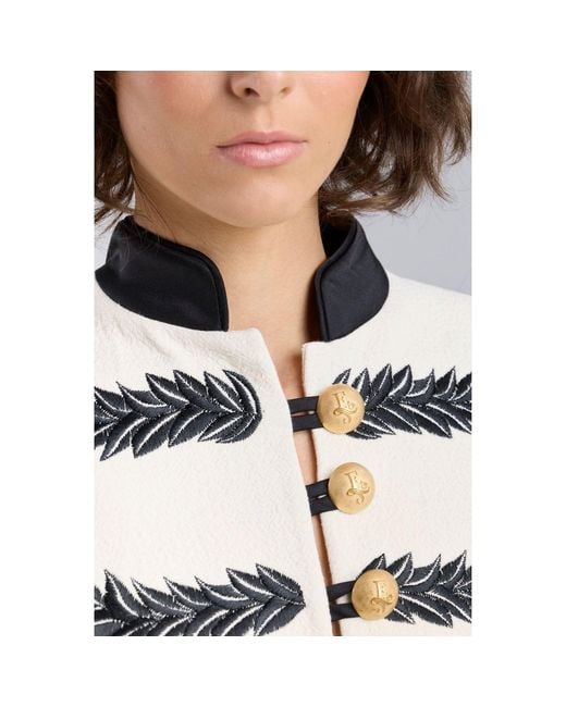 The Extreme Collection White Embroidered Premium Linen Ecru Blazer Renata Love