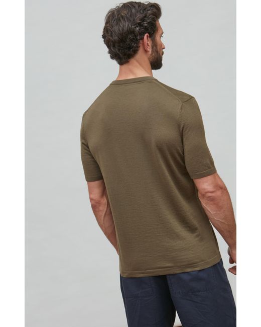 Paul James Knitwear Green Superfine Merino Wool Ilario Knitted T-Shirt for men