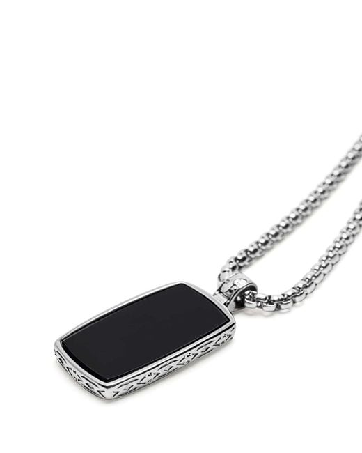 Nialaya White Onyx Dog Tag Necklace for men