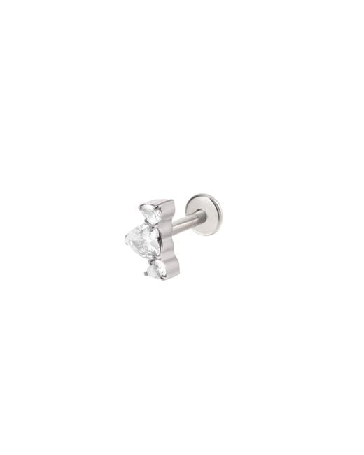 Vanhi White Curved Crystal Threadless Flat Back Titanium Cartilage Stud